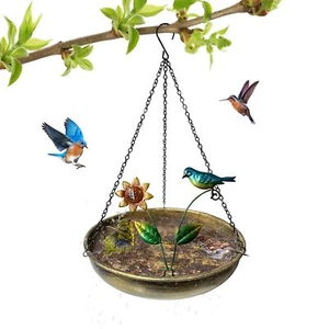 Hanging Bird Bath Water Tray Wild Birdbath Garden Cooling Watering Station New - Picture 1 of 6