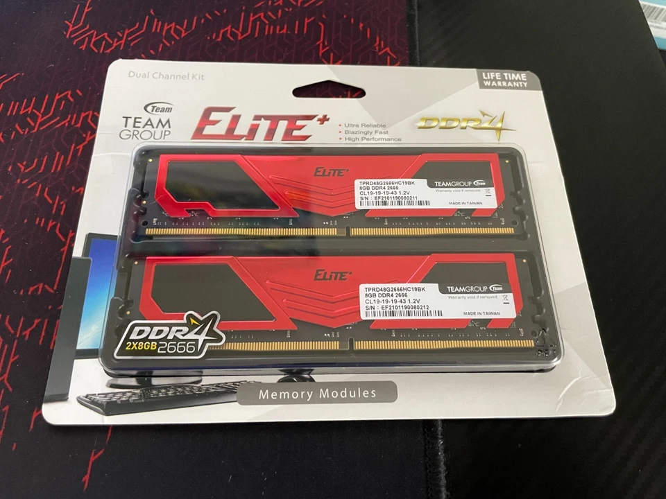 TEAMGROUP Elite plus 2X8Gb kit DDR4 2666Mhz PC Red 1.2V - Image 1 of 1