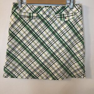 Cutter & Buck Skort Size 12 Golf Tennis Pickleball Green White Plaid Skirt
