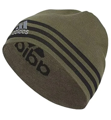 NUEVO Para hombres Adidas Eclipse Reversible 3 Gorro Verde Oliva 3 Rayas Logo Foto 1 de 4