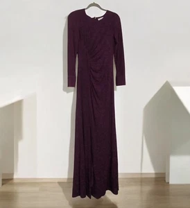 CALVIN KLEIN Women's Formal Burgundy Sparkly ￼Long Sleeve Sheath Dress size 2 - Picture 1 of 10