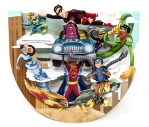 Superheroes Robots Santoro London 3D Pop-up Pop n Rock Swing Card Birthday - Picture 1 of 1