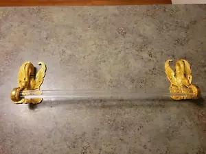 Elegant 24K Gold Plated Sherle Wagner Swan Wall Bracket Glass Rod Towel Holder - Picture 1 of 13