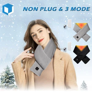 Electric Heated Scarf USB Rechargeable Neck Heating Pad Warm Wrap Shawl Winter - Picture 1 of 16