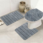 3Pcs/Set Pedestal Bath Mat Set Non-Slip Toilet Bathroom Rug Set
