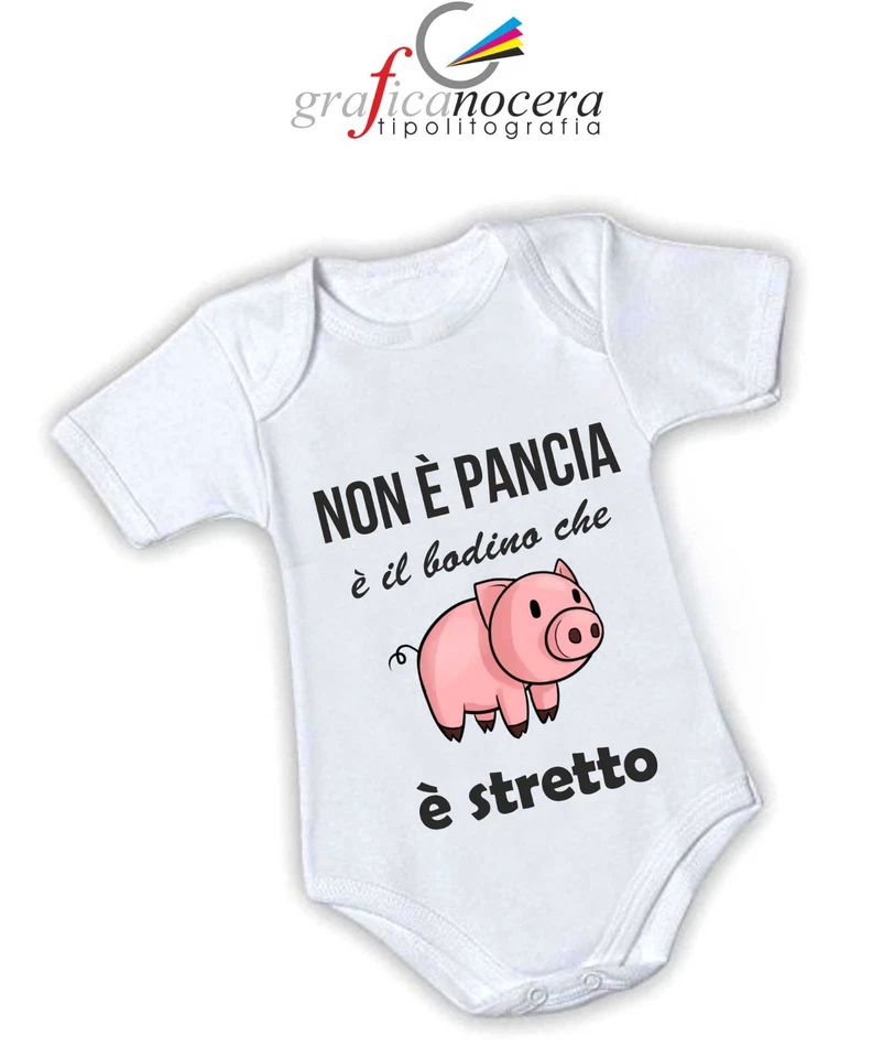 Bodino Neonato Non è Pancia nascita simpatico varie taglie idea regalo sorpresa  - Immagine 1 di 1