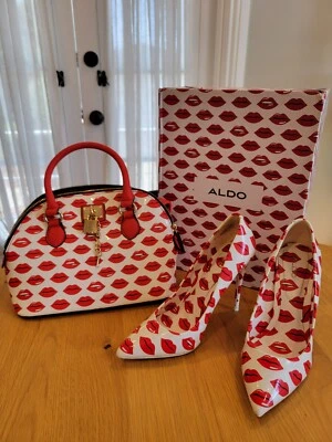ALDO Stessy Rojo Labio Tacones Altos y Cartera USADA Mujer EE. UU. Talla 6 Foto 1 de 4