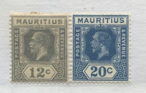 Mauritius KGV 1912 12 cents and 1927 20 cents mint o.g. hinged - Picture 1 of 1