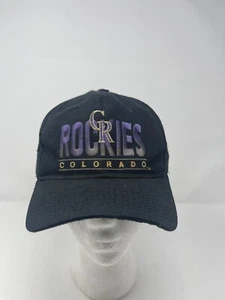 Vtg YOUNGAN Colorado Rockies Hat Cap Snapback Black MLB Youngan 90s Twill - Picture 1 of 9