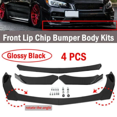 4pcs Universal Glossy Black Front Bumper Lip Splitter Spoiler Body Kit ABS - Изображение 1 из 4