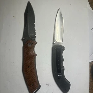 Lot Of Two Browning Knives Model 478 & 0194 Handles Lockback Liner Lock - Picture 1 of 11