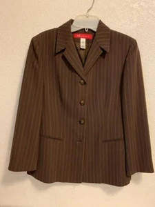 Women Anne Klein Jacket ,Brown With Beige Stripes , S-4 , For Any Occasion - Picture 1 of 3