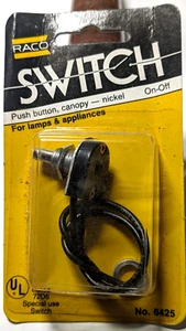 RACO # 6425 LAMP LIGHT SWITCH NICKEL FINISH PUSH BUTTON ON / OFF - Picture 1 of 3