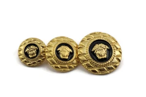 Un (1) Botón Cabeza Medusa Oro Mate Metal Negro Disponible en 3 Tallas,Vintage - Imagen 1 de 4