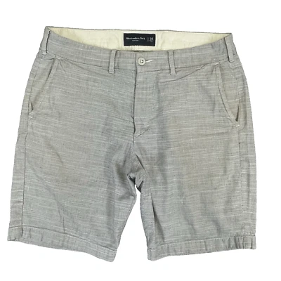 Pantalones Cortos Chinos Abercrombie Fitch Para Hombre Talla 32x9 Elastizados Gris Tejido Logo Corte Plana Foto 1 de 4