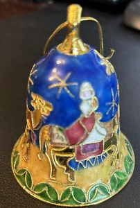 Belén esmaltado adorno campana de Navidad Cloisonne de colección - Reyes Magos - Imagen 1 de 4