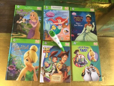 DISNEY LEAPFROG TAG LOT -GIRLS 6 HARDCOVER  TAG BOOK LOT, PLUS READER PEN - Image 1 of 4