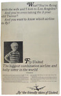 Vintage 1965 UNITED Airlines Los Angeles Newspaper Print Ad