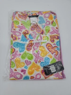 NWT Just Love Scrubs Set Women's Size 2X Pink Breast Cancer Hearts Print V-Neck  - Image 1 of 4