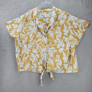 Top donna Ava & Viv lino floreale taglia 2X blusa con bottoni cravatta davanti crociera - Foto 1 di 11