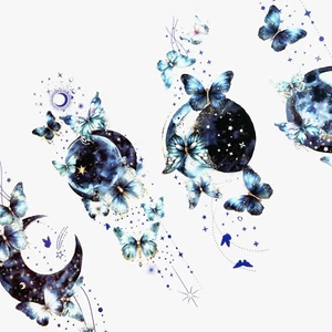 Butterfly Moon Flake Stickers Blue Scrapbooking Collage Junk Journals - Picture 1 of 3