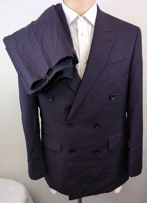 Traje Joseph Abboud Joe Hombres Doble Pecho Pico Solapa 2 Piezas Berenjena 38S W34X26 Foto 1 de 4