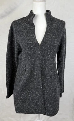 EILEEN FISHER Mármol Moteado Lana de Cordero Angora Seda Cárdigan Suéter Bolsillos S Foto 1 de 4