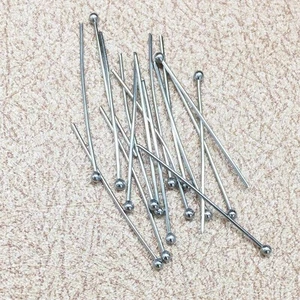 Anti Tarnish Rhodium Plated Ball Pins - Picture 1 of 8