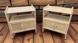 Pair Of Wicker Rattan Side Table / Bar - Picture 1 of 10