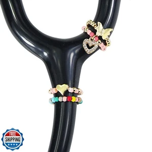 ESWEUOOM 4 Pack Decorative Bling Butterfly Love Heart Stethoscope Charms Nurs - Picture 1 of 5