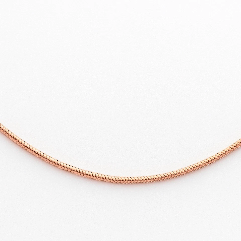 Collar Omega Cable Brillante Oro Rosa 14K Sólido 1.5 mm 17" Fino Foto 1 de 4
