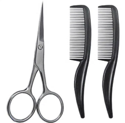 Scalpmaster #SC-9023 Mustache Eyebrow tiny Comb 3" Long 4/8" & Scissors Shears - Image 1 of 4