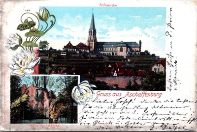 GERMANY 1901 BAYERN POSTAL HISTORY PICT POSTCARD ASCHAFFENBURG ADDR MUNCHEN - Image 1 of 2
