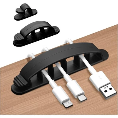 10 Stück Selbstklebend Kabel Clips Kabel Organizer Kabelhalter Schwarz - Bild 1 von 4