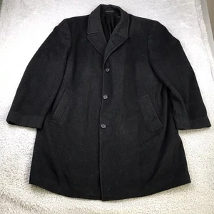 Ralph Lauren Overcoat Mens L Black Woven Cashmere Blend Button Up Jacket Italy - Picture 1 of 9