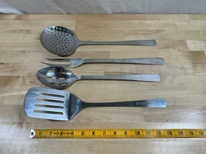 4 PIECE ULTRA QUALITY SERVING UTENSILS WITH STRAINER, SPATULA, SPOON & FORK - Picture 1 of 7