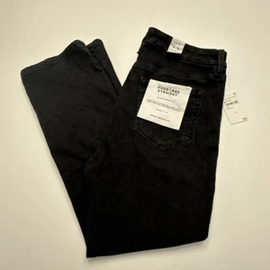 Good American Denim Good Legs Straight Jeans Sz 14/32 NWT Coated Black - Picture 1 of 16