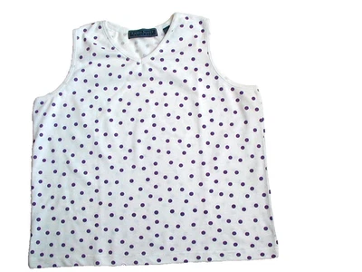 Camiseta sin mangas Karen Scott mezcla de algodón sin mangas púrpura lunares/blanca talla XL Foto 1 de 4