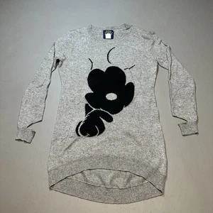Disney Couture Medium Sweater Dress Mickey Mouse Silk Cashmere Grey Black - Picture 1 of 10