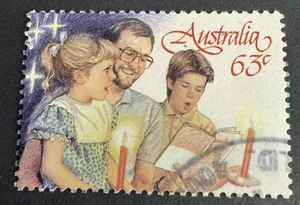 Sello decimal australiano 1987 Navidad 63c familia usado - Imagen 1 de 2