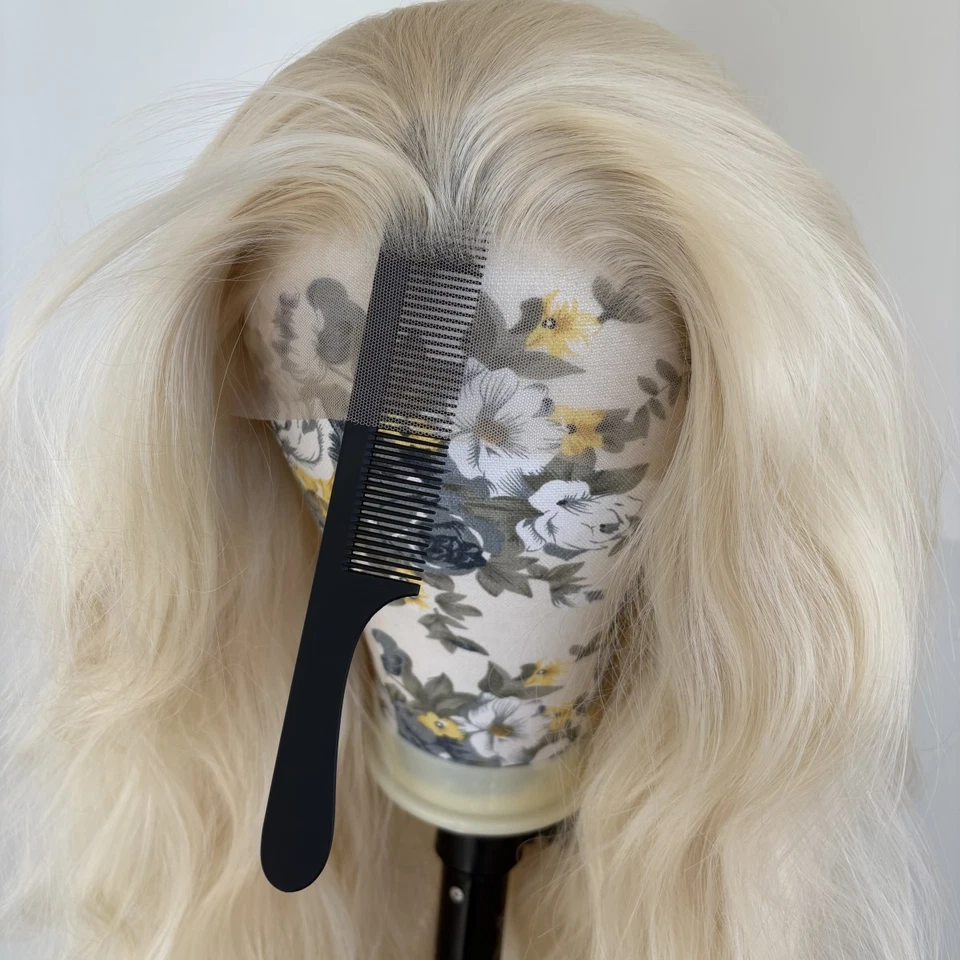 MISSWEN Hitzebeständiges Haar Vorgezupfte Lace-Frontal-Perücken Platinblond Long Wavy