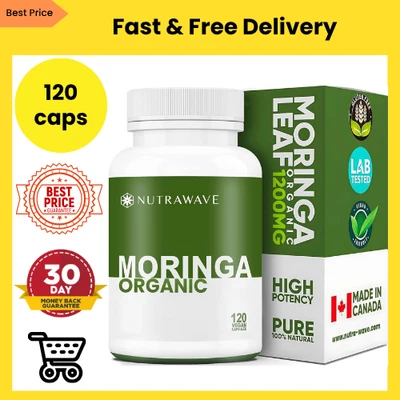 ORGANIC MORINGA LEAF Capsules 1200mg High Potency 2 x 600mg Gluten Free - image 1 of 4