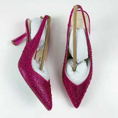 Bomba Betsey Johnson Clark con cuentas de vidrio punta puntiaguda fucsia mujer 8 M NUEVO en caja Foto 1 de 4