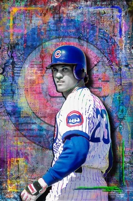 RYNE SANDBERG CHICAGO CUBS Poster, Chicago Cubs Pop Art Print Free Shipping US - Image 1 of 4