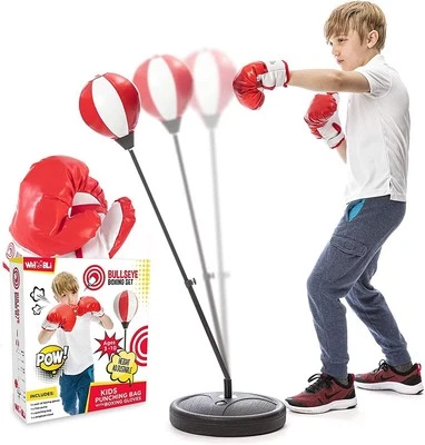 Whoobli Punching Bag for Kids Incl Boxing Gloves | 3-10 Years Old Red White