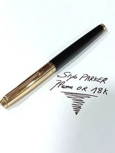 Stylo PARKER Plume OR 18K Poinçon tête d'aigle Taille M Propre et fonctionne. NR - Imagen 1 de 13