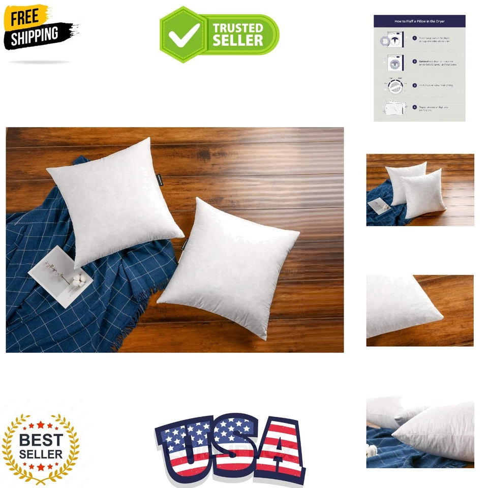 JA Comforts 20×20 Decorative Grey Goose Down Feather Throw Pillow Insertsset of