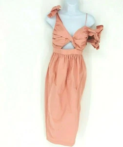 Alice McCall Pink Ballet Love Is Greed Off The Shoulder Bow Midi Dress Sz US 2 - Picture 1 of 12