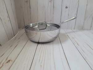 New All Clad 2 qt D3 Polished 3-ply Stainless Steel Saucier w/ Lid in Retail Box - Picture 1 of 16