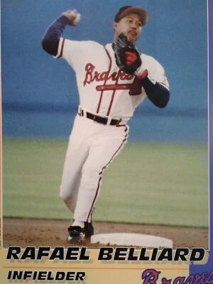 Tarjeta póster de los Atlanta Braves de colección 1994 rara muy buena condición AJC limitada 8x11 Rafael Belliard  Foto 1 de 4